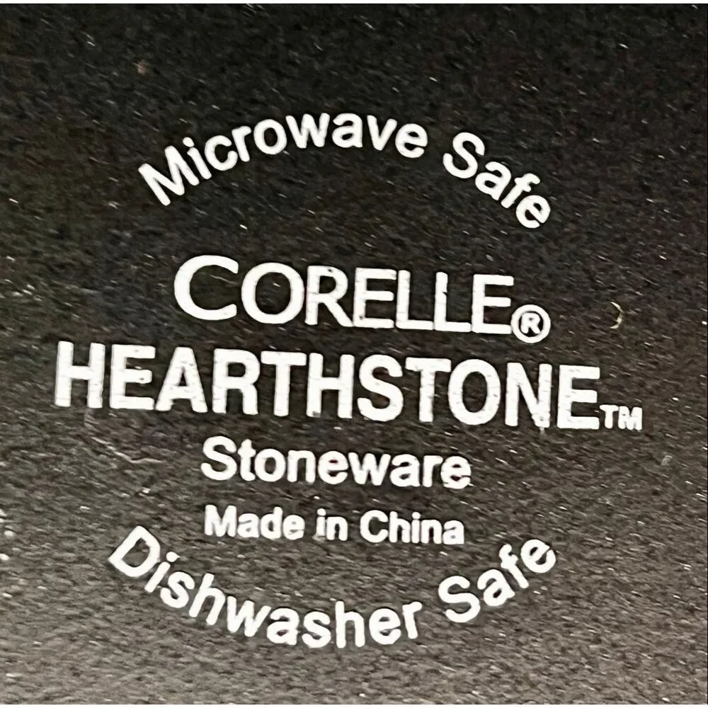 Set of 4 CORELLE HEARTHSTONE Stoneware Dinner Plates Cobalt Indigo Black Square